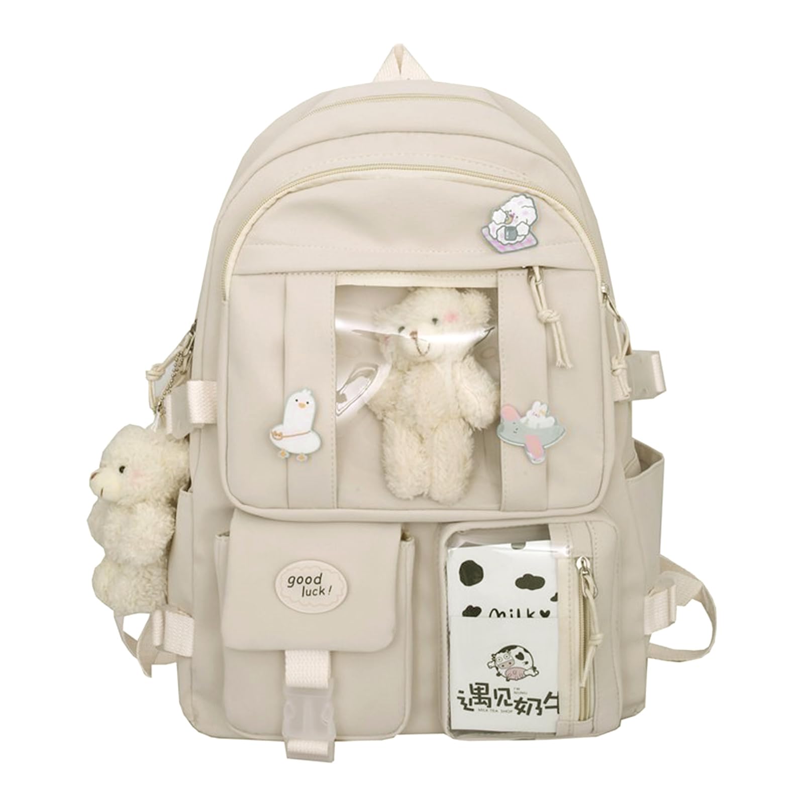 HuiYStar Kawaii-Schulrucksack für Mädchen und Frauen,Süßer ästhetischer Rucksack, Schul- und Büchertasche mit Anstecknadel und Zubehör