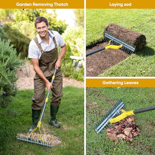 Rastrillo para césped de 15 pulgadas con mango resistente miniatura 6