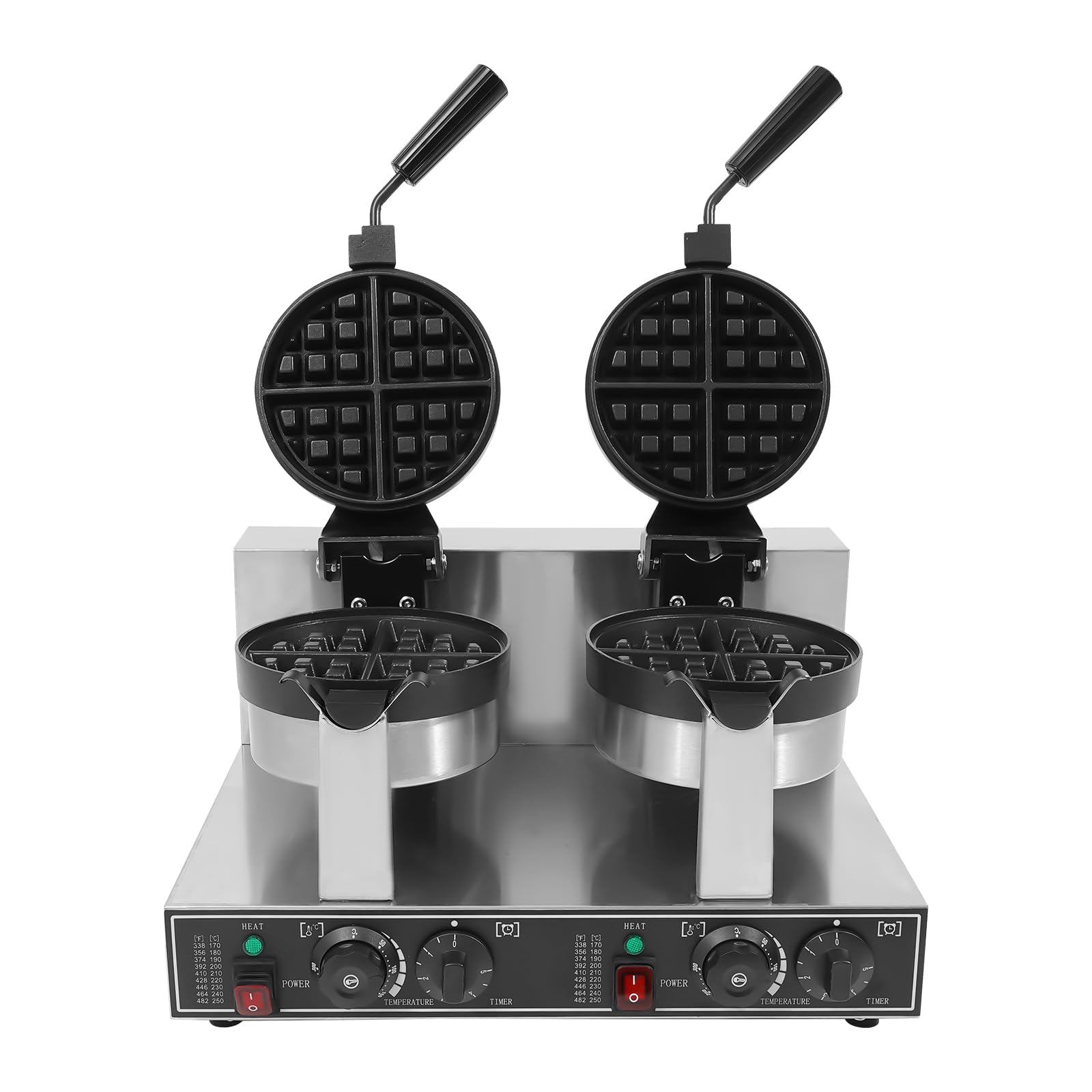 Commercial Waffle Maker, Double Heads Waffle Maker, 2400W Non-Stick CommercialWaffle MakerFor Bakery, Restaurant, Snack Bar or Household