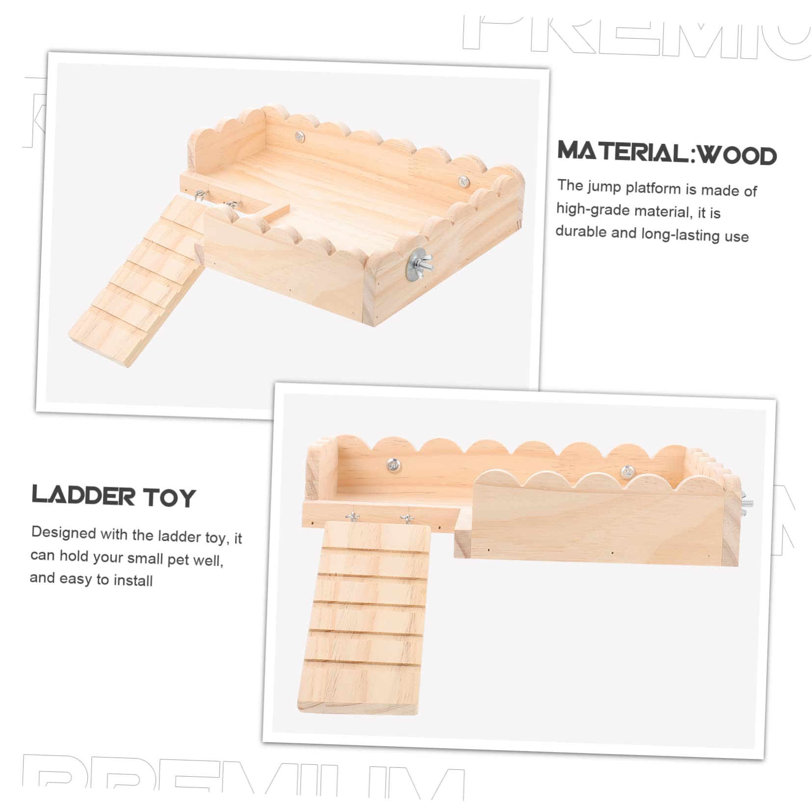 Jouet Plateforme pour Hamster en Bois, Support de Cage Khaki