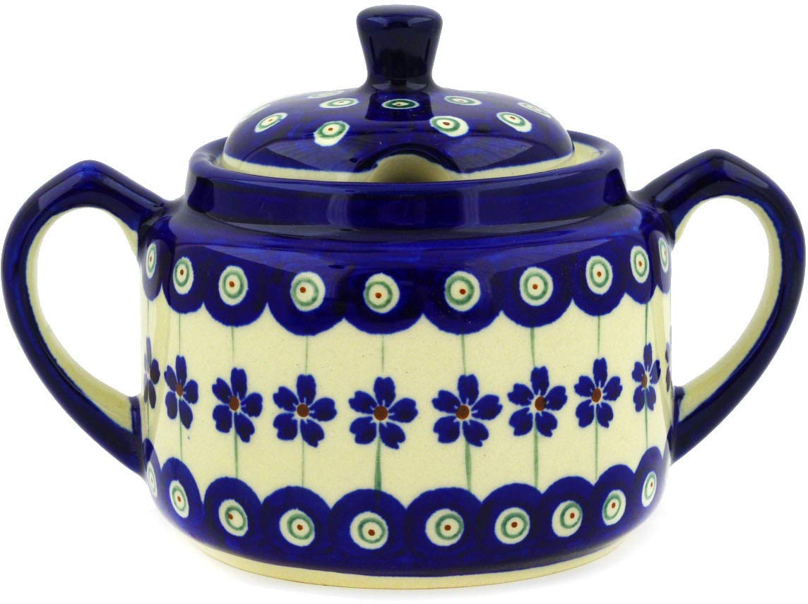 Bunzlauer Keramik - Zuccheriera originale in ceramica, 0,35 litri, motivo decorativo 166a