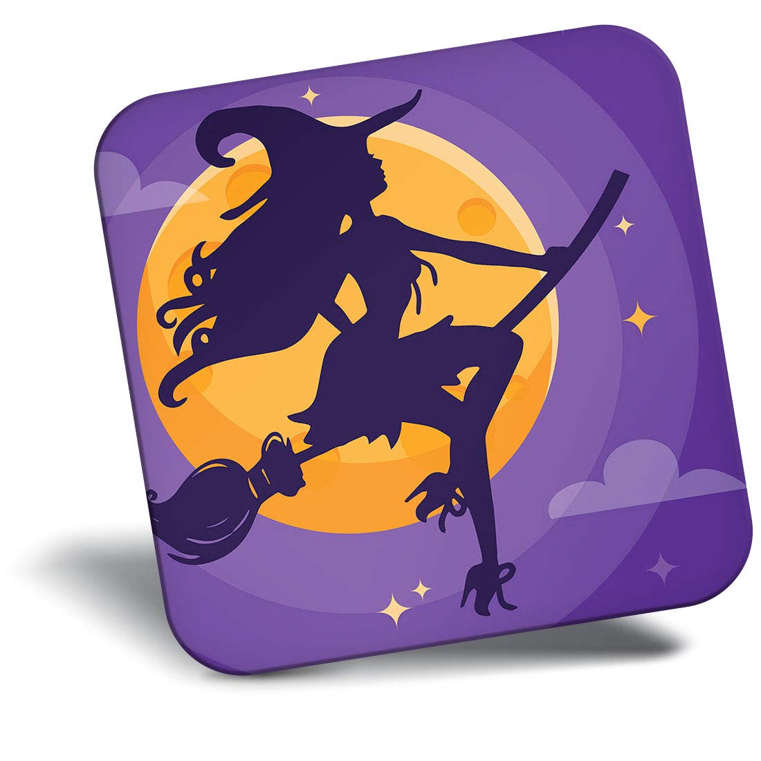 Destination Vinyl Ltd Purple Fridge Magnet - Spooky Witch Full Moon 14436