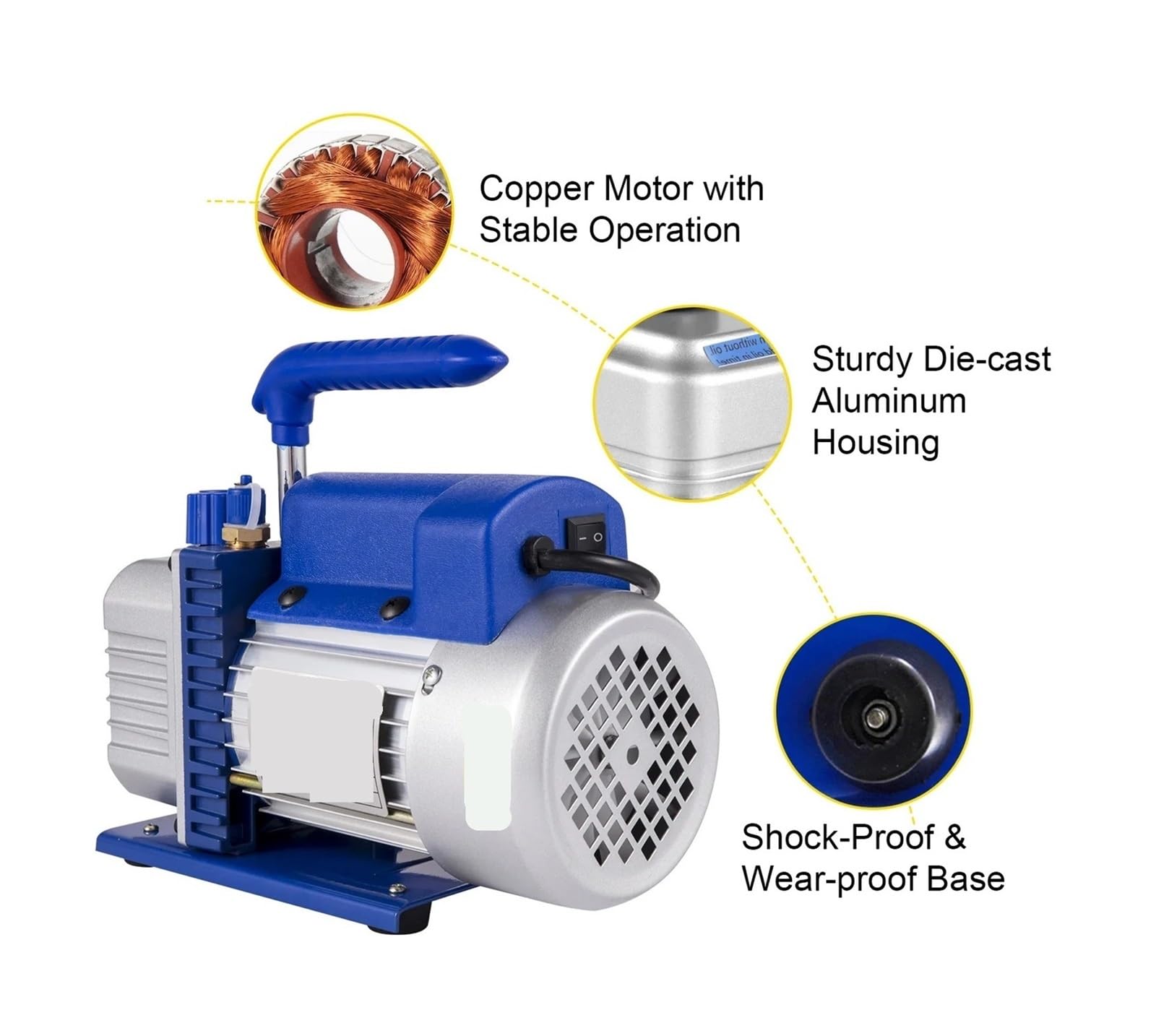 Vakuumpumpe, Drehschieber-Kältemittelpumpe | 4,8 CFM 1/3 PS Kälte-Klimaanlage for Vakuum-Evakuierungs-Kälte-Reparaturwerkzeuge(4.8CFM1-3HP)