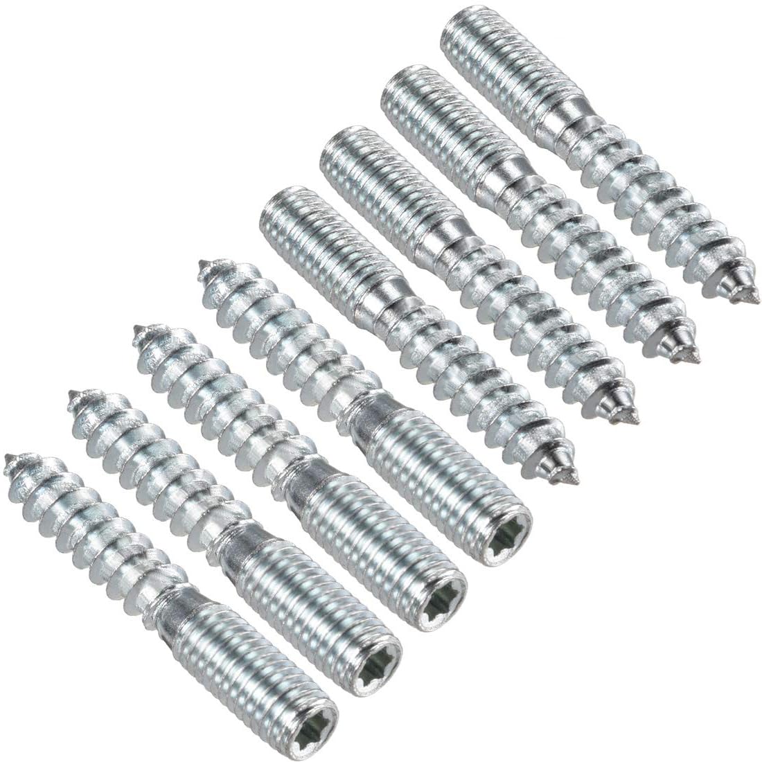 TOP-VIGOR 8Pcs Hanger Bolts, M8x50mm Double Headed Bolts Self Tapping Screw, Double Ended Dowel Screws, Screw Dowels Hanger