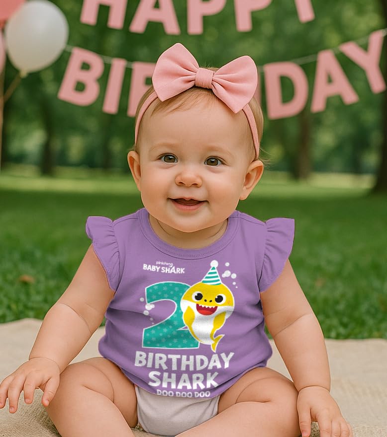 Tstars 2nd 3rd 4th Birthday Baby Shark Shirt Two Three Four Year Old Toddler Girl Ruffle Sleeve Top4