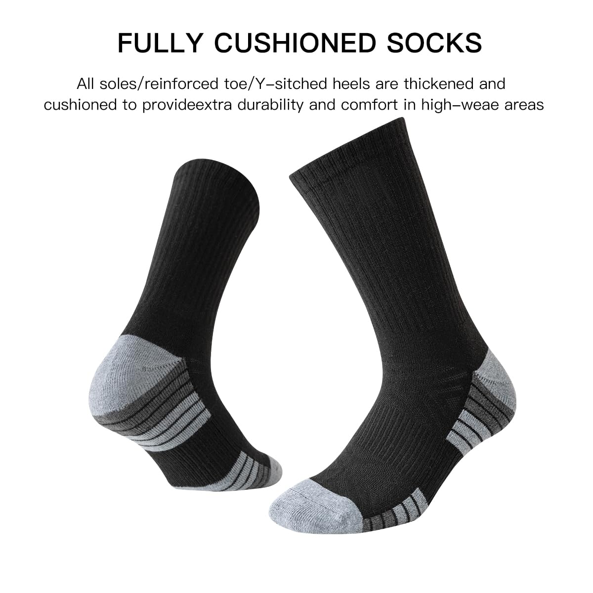 JOYNÉE 8 Paar dicke gepolsterte Sportsocken für Herren, atmungsaktiv, feuchtigkeitsableitend, Arbeitssocken für Herren, Größe 43-47