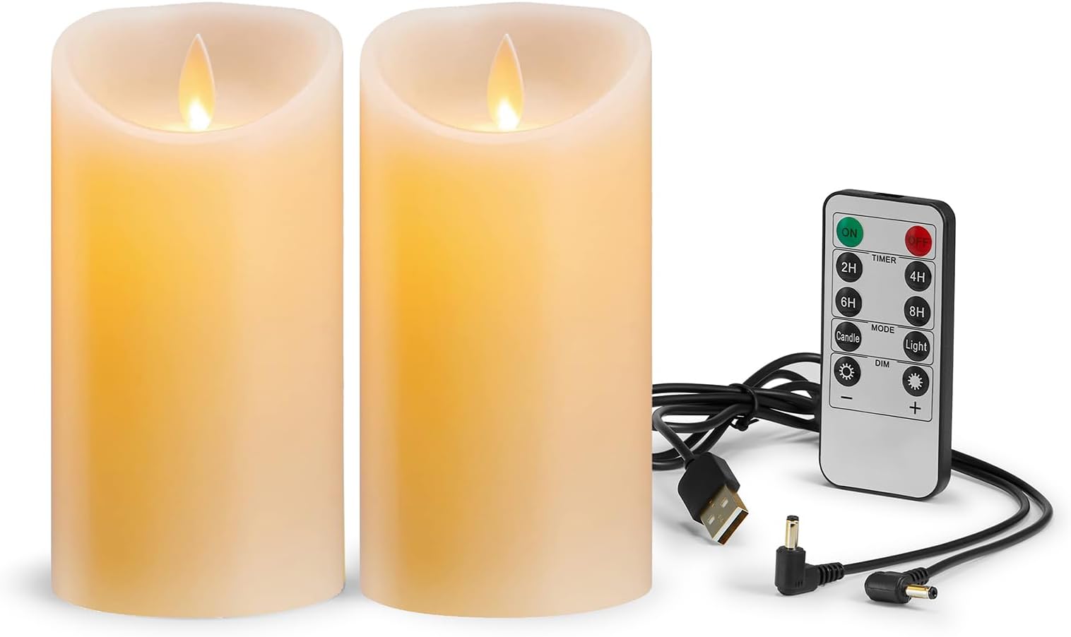LED Candles, [2 Pack] Rechargeable Candles, Flameless Candles with