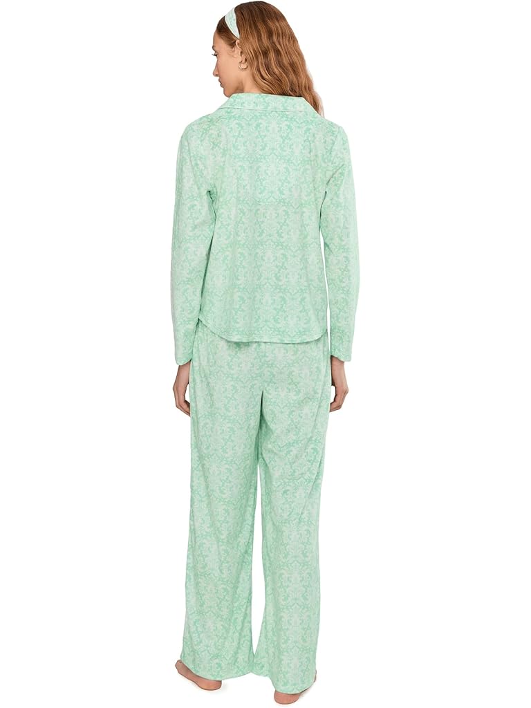 Blue Karen Neuburger Petite Minky Fleece Long Sleeve Notch Top & Long Pants Set