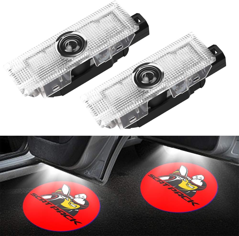 CHANONE LED Car Door Logo Dodge Challenger Projector Ghost Shadow Courtesy Light Welcome Light for Dodge Challenger Scat Pack RT SRT SXT GT SE (2 Pack)