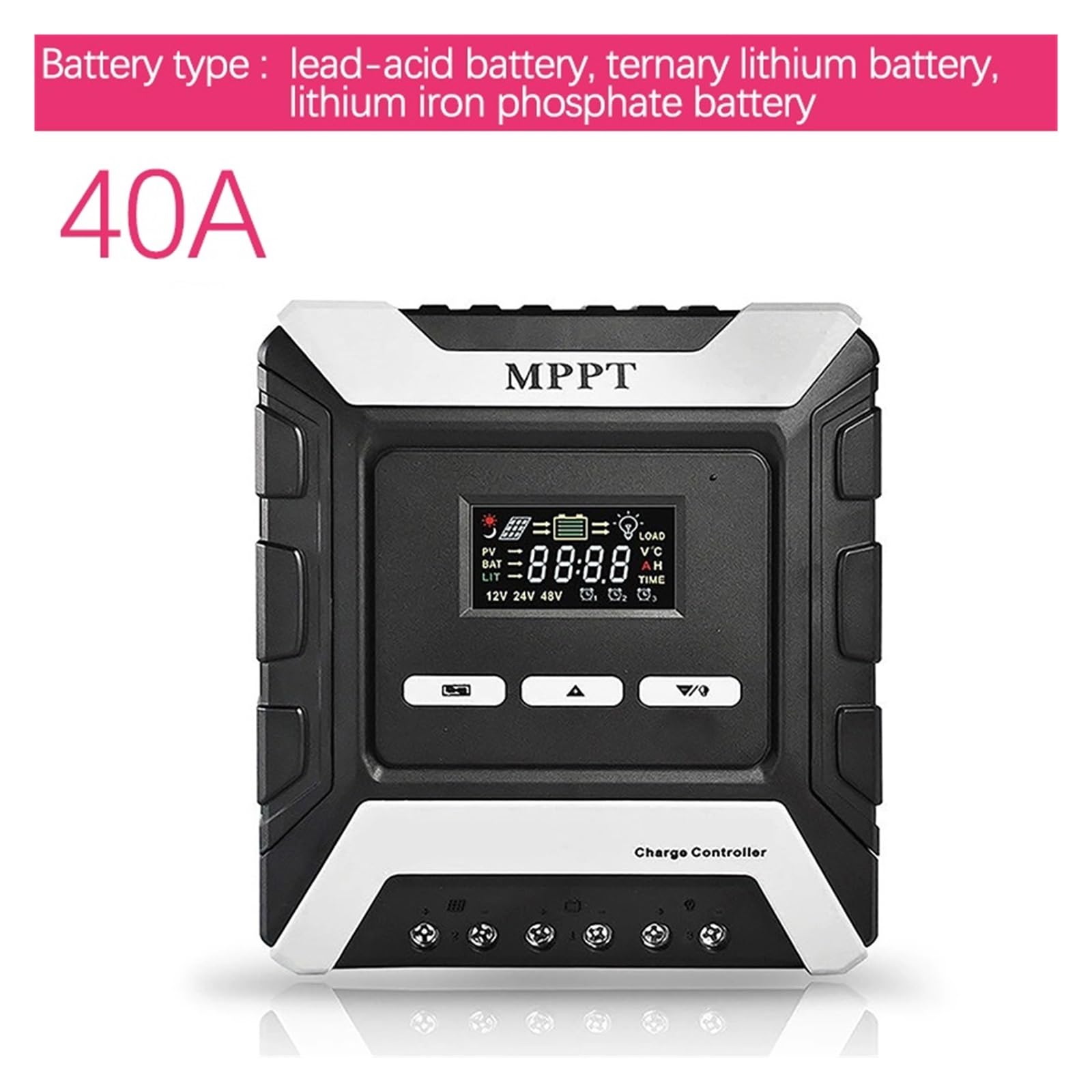 Controlador Solar MPPT, Regulador For Batería Automática De Litio/plomo-ácido/fosfato Hierro 12V/24V/48V 80/60/50/40/30/20/10A(40A)