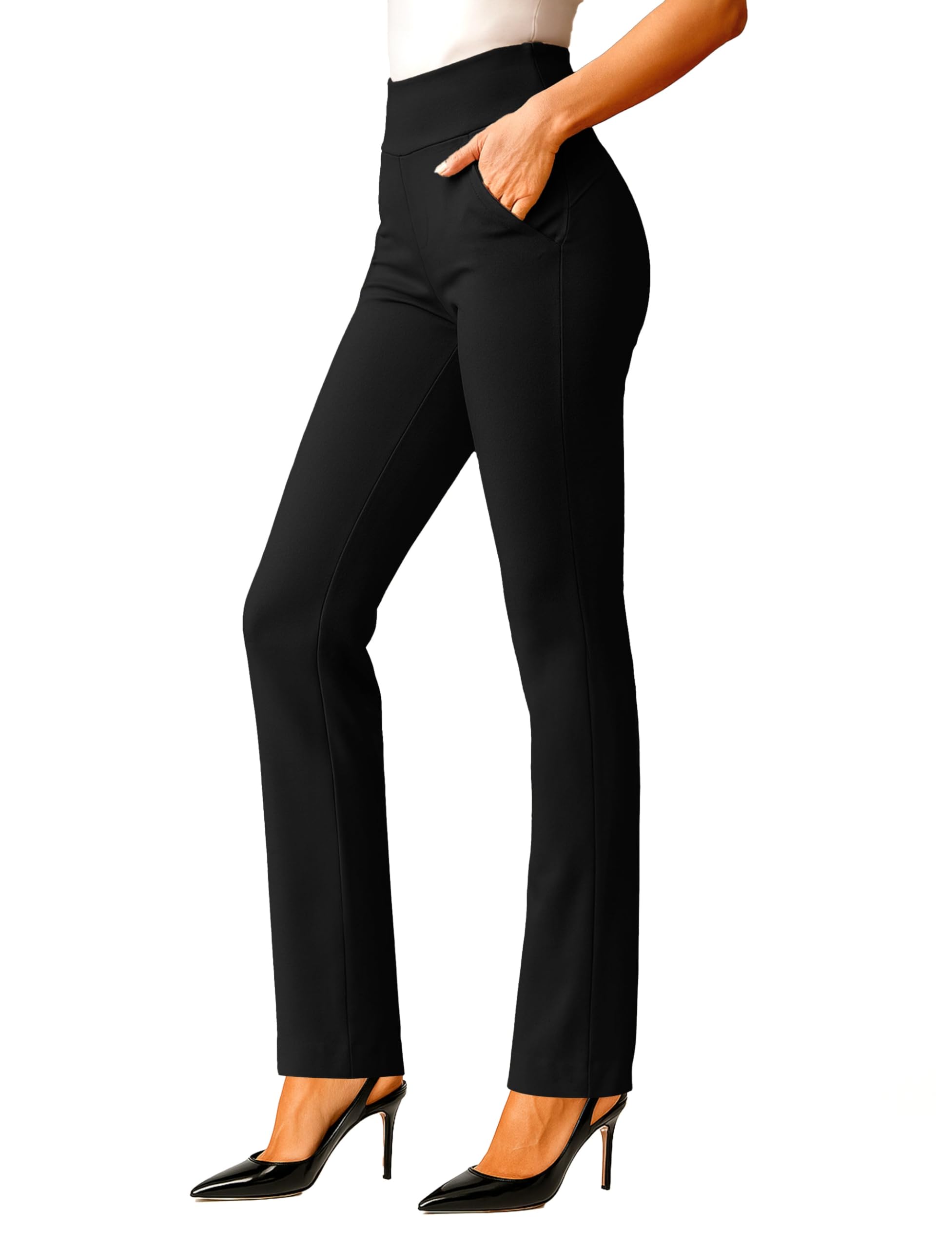 Conceited Dress Pants for Women with Pockets - Stretch Ponte Fabric - Wear to Work - Tummy Control