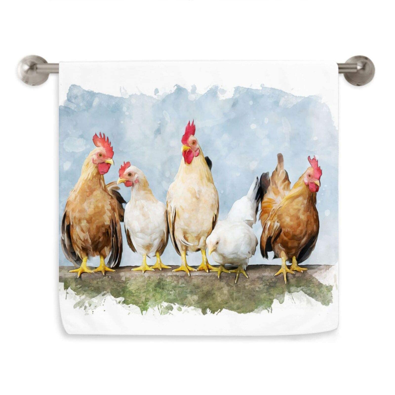 DujieaDujiea Domestic Chicken and Roosters Kitchen Dish Towels Decorative Hand Towels Absorbent Microfiber Towel Multipurpose for Bathroom Hotel Gym Spa 15 X 27 Inches