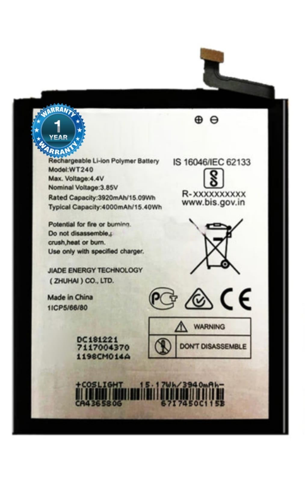 XILIOES ORIGINALS WT240 Battery for Nokia 3.2 TA-1211 TA-1214 TA-1206 TA-1209 TA-1156 TA-1159 TA-1164 Battery with 1 Year Warranty** (TIP1)