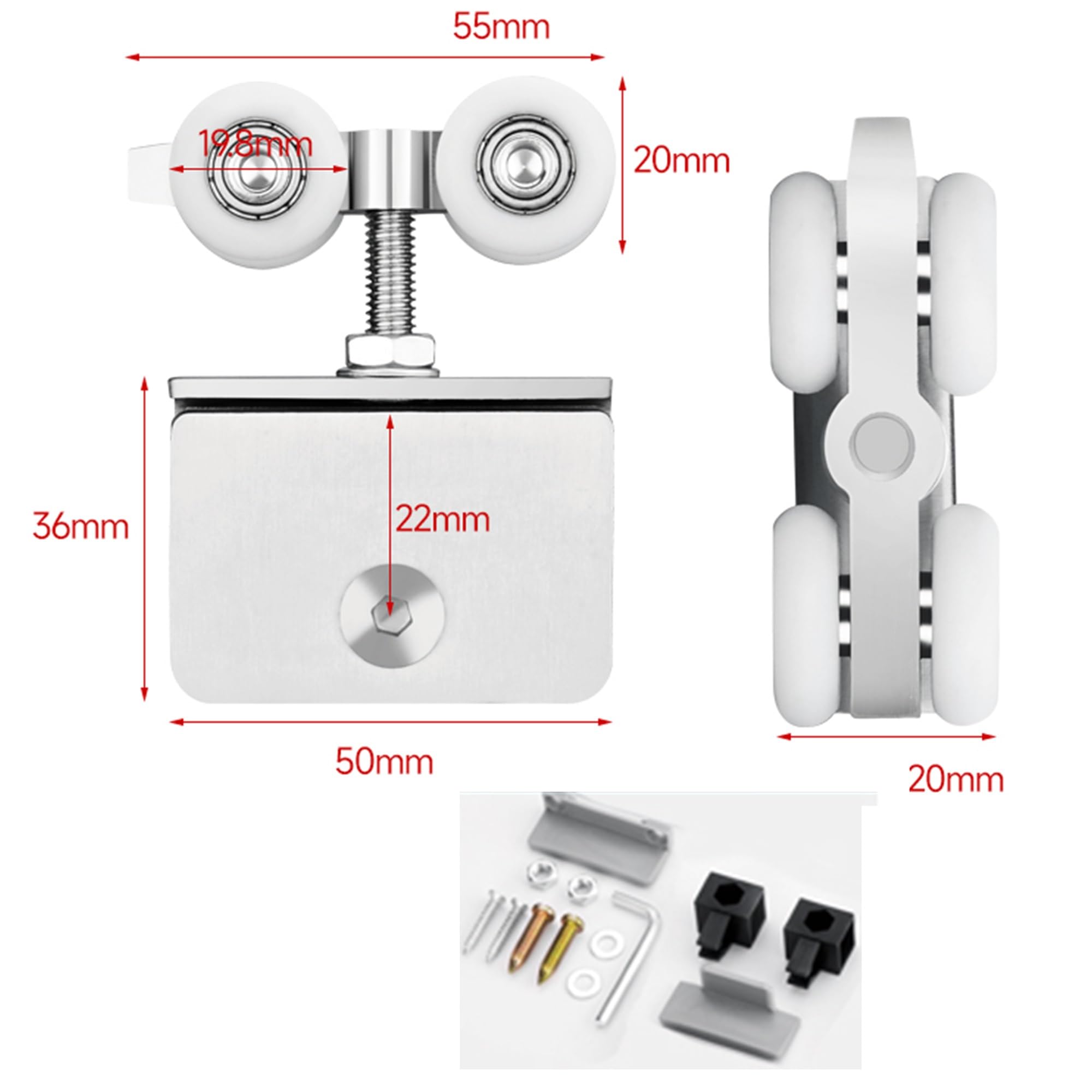 Kit de herrajes para Puerta corrediza de Vidrio, riel de Montaje en Techo sin Marco para Armario de derivación de 63 Pulgadas, Sistema de Puerta corrediza de Aluminio para Ducha, Granero, pa