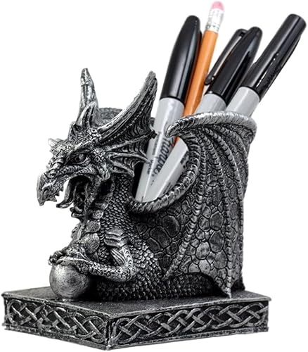 Ebros Gift Shenlong Spirit Dragon Orb - Figura de escritorio de 4.75 pulgadas de alto, accesorio de escritorio de oficina, organizador de bolígrafos