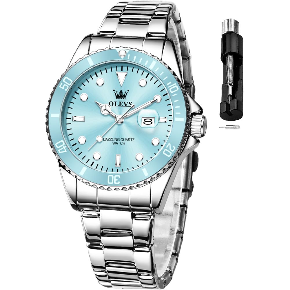 OLEVS Womens Watch Classic Dress Number Female Watches for Ladies Analog Stainless Steel Waterproof Luminous Day Date Two Tone Easy to Read Wristwatch
