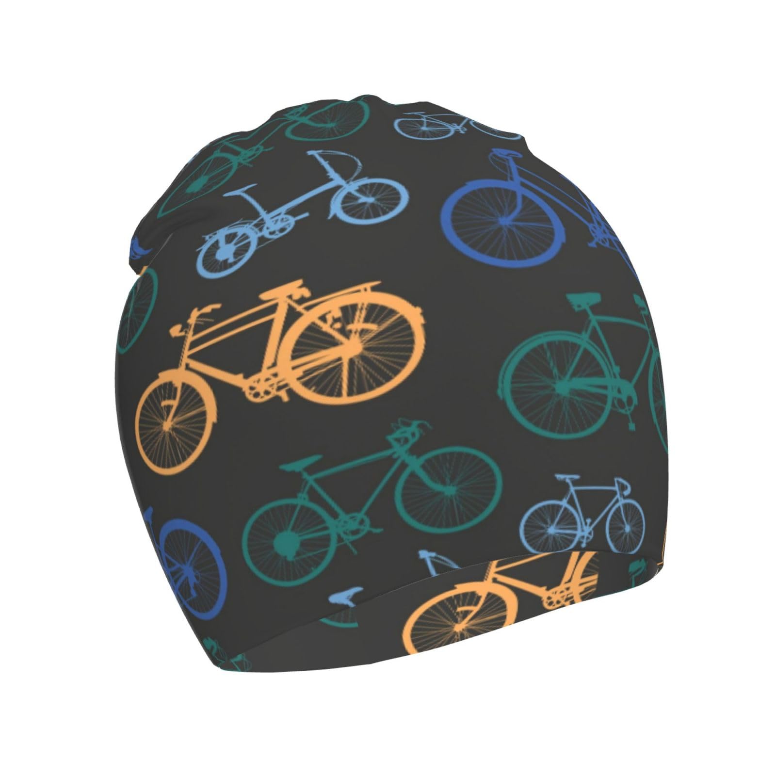 Bicycle Pattern Kids Beanie Hats Warm Knit Beanie Cap Skull Caps Gifts Decor for Boys Girls White