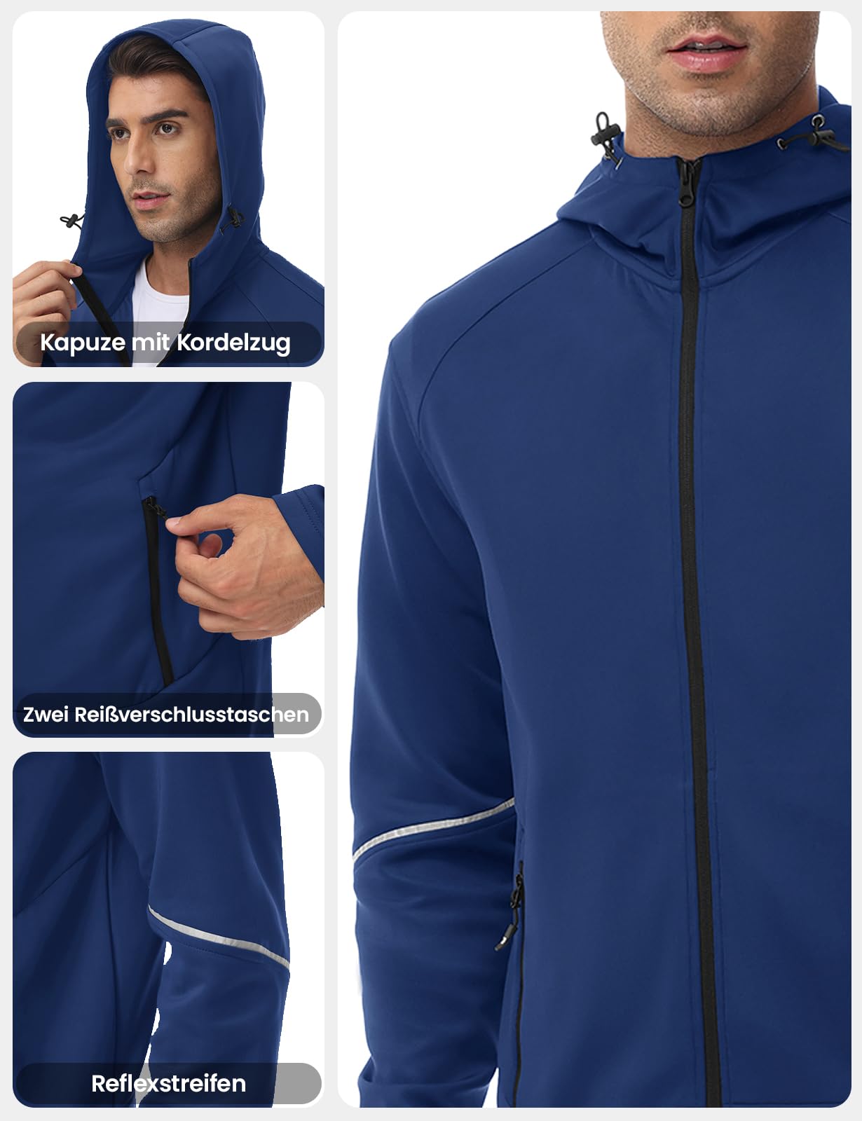 YSENTO Męski dres treningowy, dres do joggingu, strój sportowy, 2-częściowy strój fitness, streetwear, strój rekreacyjny z kapturem