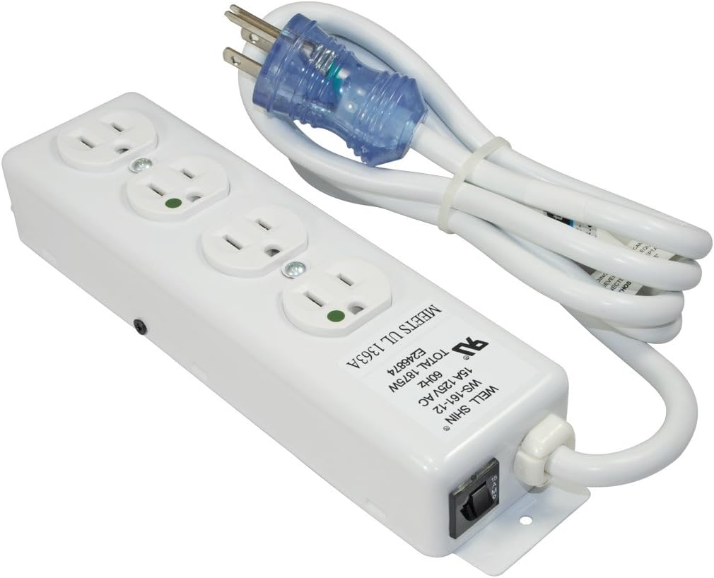 Conntek 55203 6-Feet SJTW 14/3 Medical Grade Power Strip 15A 125V 4 Outlet/Green Dot Meets UL1363A