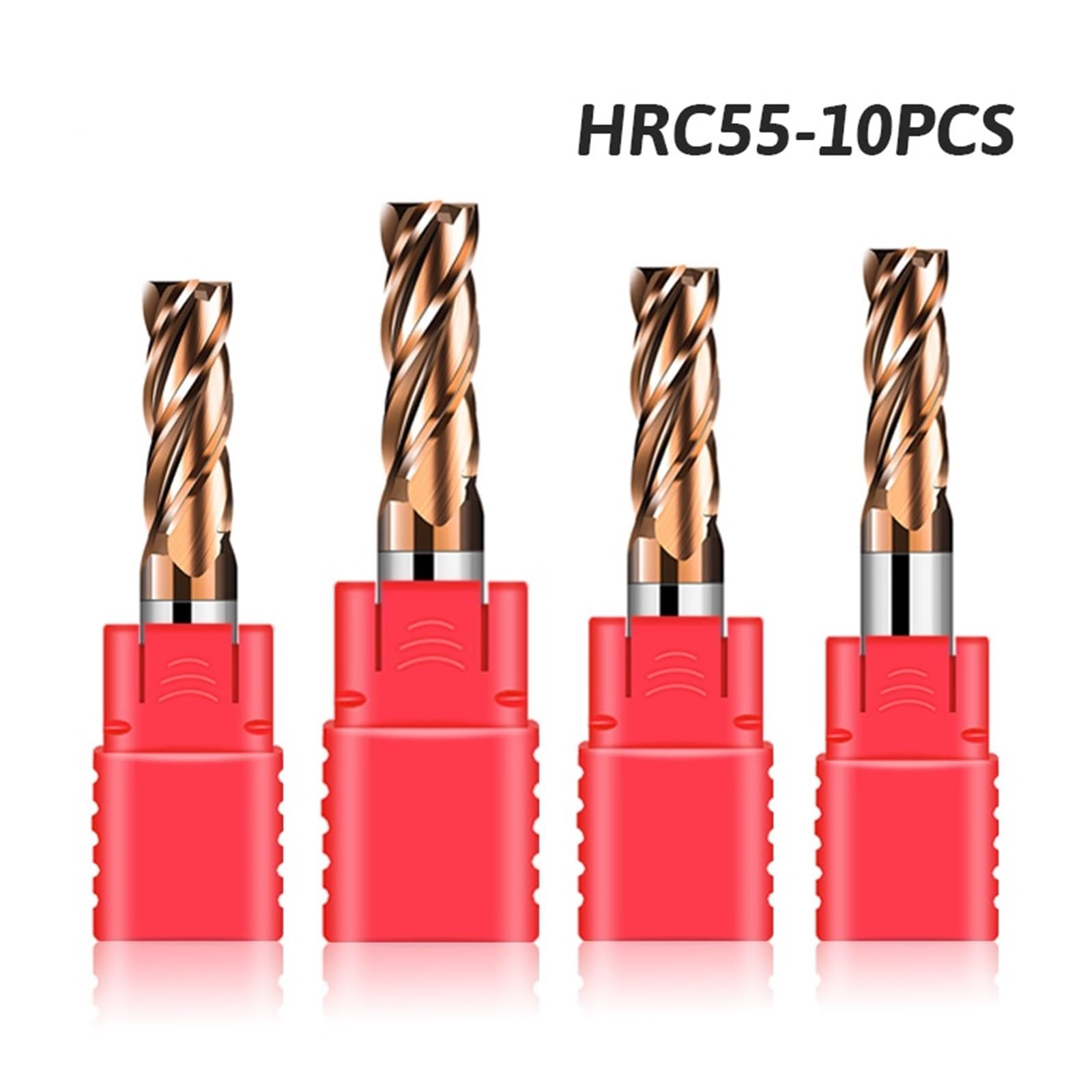 10 Uds HRC55 fresa de extremo plano 4 flautas cortador revestimiento aleación carburo acero tungsteno for fresas mecanizado CNC(12x30Cx12Dx75L-10PCS)