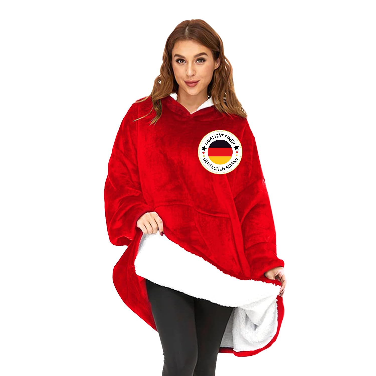 Sweat à capuche oversize chaud pull moelleux manches et capuche - 7