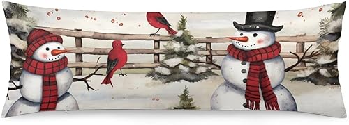 Miniatura 7 de Funda de almohada corporal con diseño de bosque nevado de invierno, pinos, escena, respaldo largo, funda protectora de almohada para feliz año