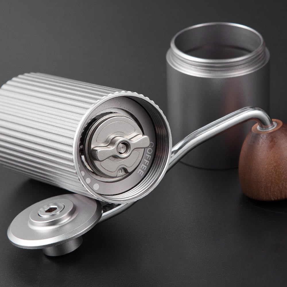 Molinillo de café manual, ajustable con mango, de acero inoxidable, para cafetera moka de prensa francesa