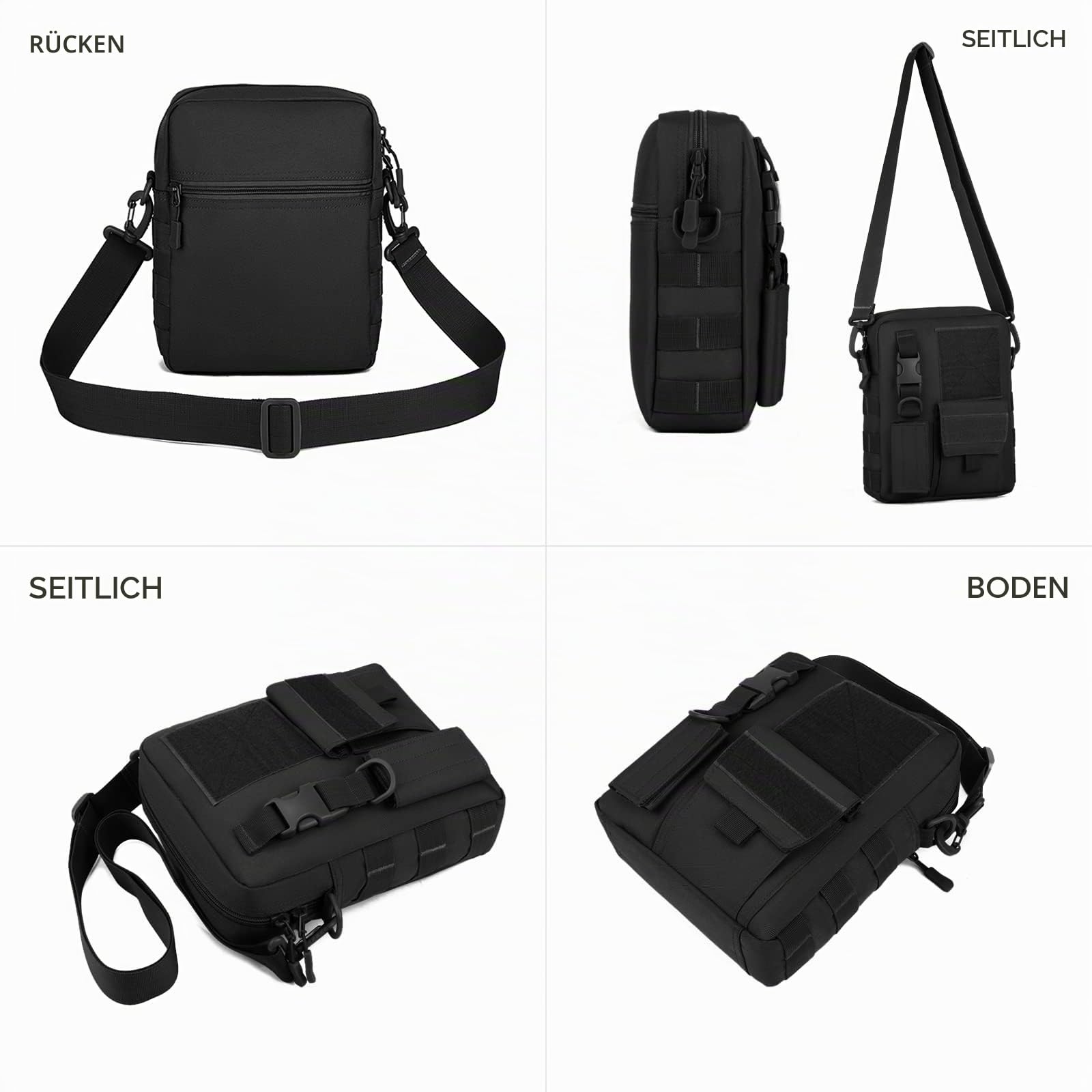 HUNTVP Militär Umhängetasche Schultertasche Crossbody Bag Messenger Bag | Querformat, Wasserabweisend, Tragetasche, für Herren Damen Arbeit Outdoor Sport Reise Camping