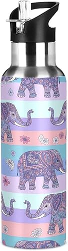 Miniatura 8 de BPA-Free Sport Water Bottle Insulated 32 Oz, Stainless Steel Water Bottle for Gym Outdoor Travel School, Elephants