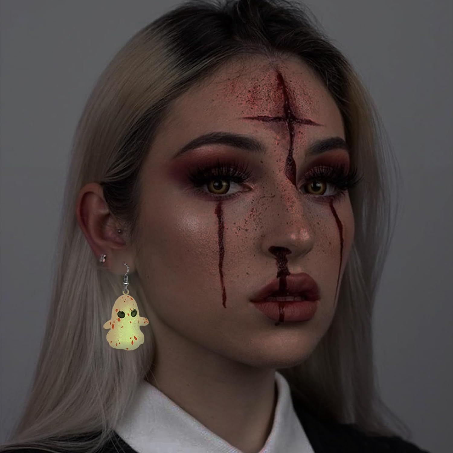 Halloween Ghost Earrings for Women Pumpkin Corn Skull Tiny Glow In The Dark Spooky Charm Pendant Earrings Goth Scary Party Halloween Theme Jewelry - Image 2