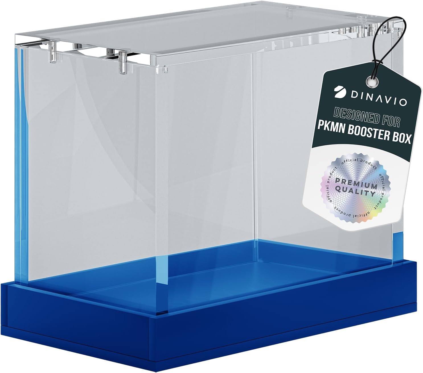 PKMN Booster Box Case Acrylic Display - Booster Box Protector Case - 8mm + 5mm Acrylic 5x3mm Magnets - Compatible with PKMN Booster Boxes (Blue Base)