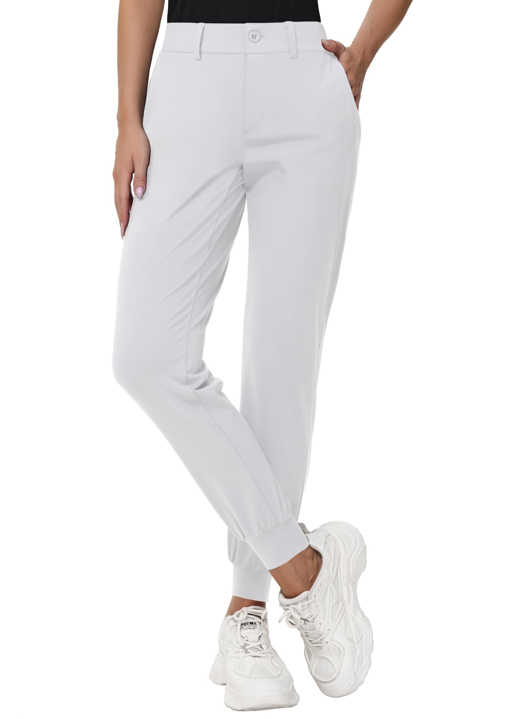 MIVEI Women's Stretch Golf Joggers Pants - Tapered Athletic Casual Work Dress Travel Sweatpants with Zipper Pockets UP50