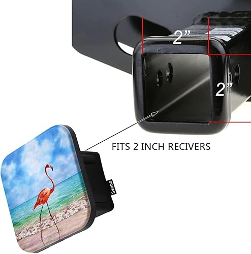 Miniatura 3 de Swono Fundas de enganche de remolque de automóvil con diseño de flamenco, diseño de pájaro rosa tropical, flamenco, océano, costa, cuadrado, 2