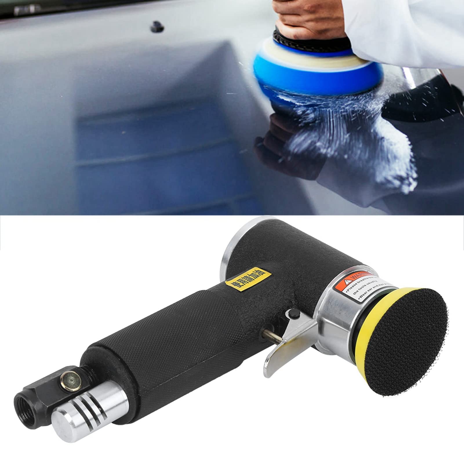 Pulidora neumática con disco de molienda de 2 pulgadas y 3 pulgadas, lijadora neumática para espacios estrechos, diseño excéntrico ligero, interfaz de tipo UE para detalles de carrocería automática y