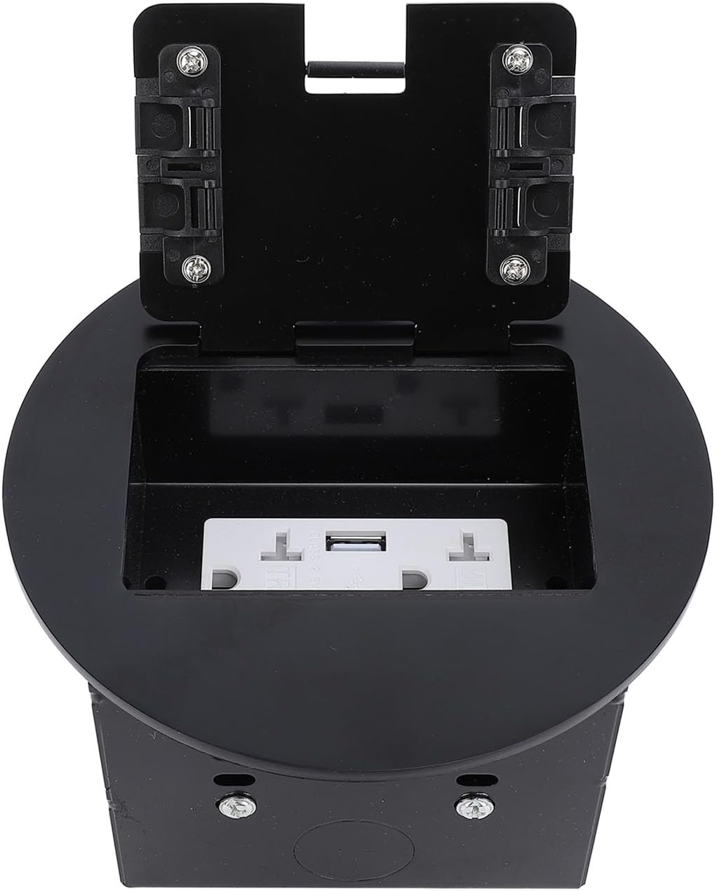 Floor Water Proof Socket, 1-Gang Stainless Steel USB Charger Box, 20A Outlet Kit, Embedded Black Recessed Outlet for Office, Hotel, Shopping Mall, Home Improvement, 4S Store