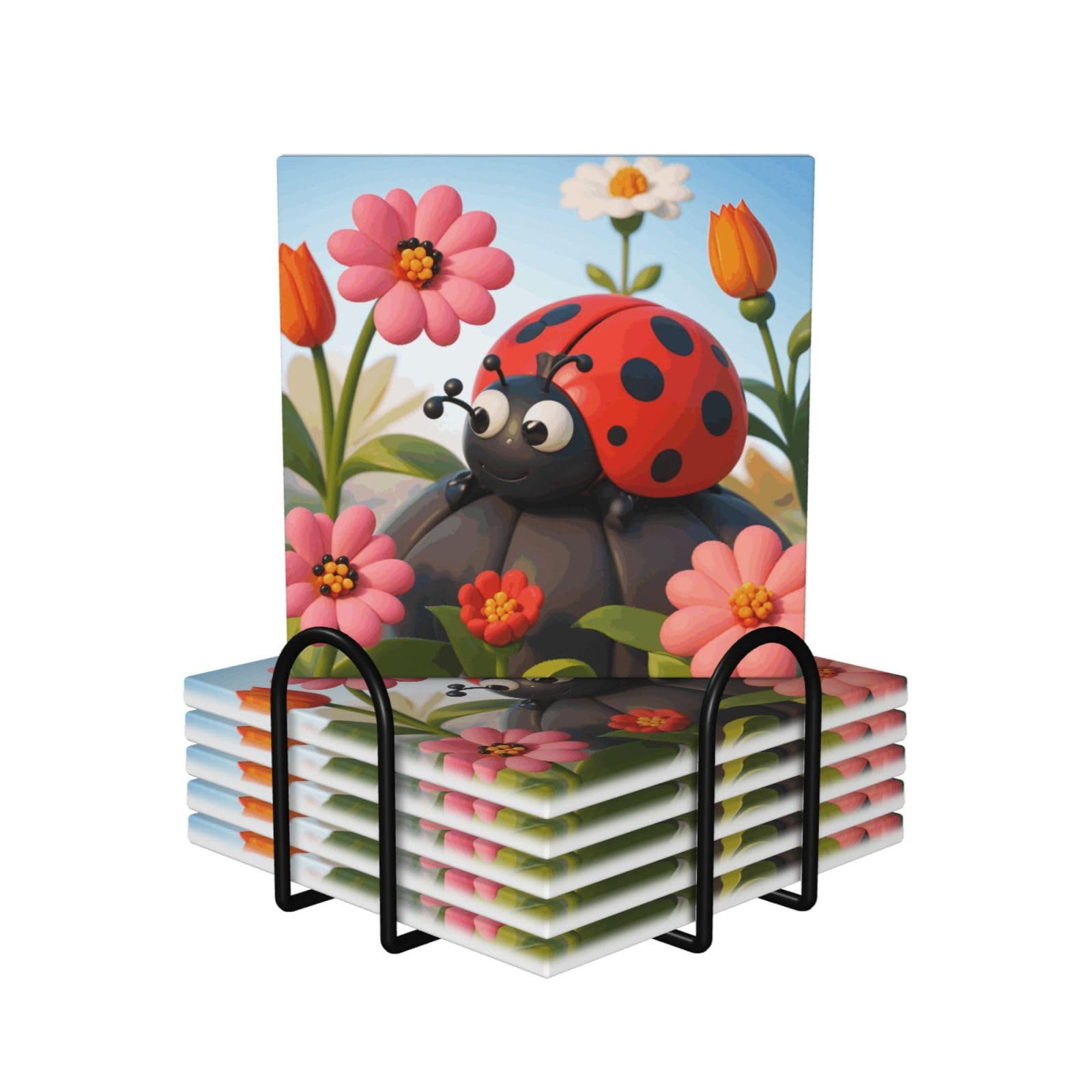 Dessous de verre avec support cadeau de pendaison de crémaillère céramique absorbante