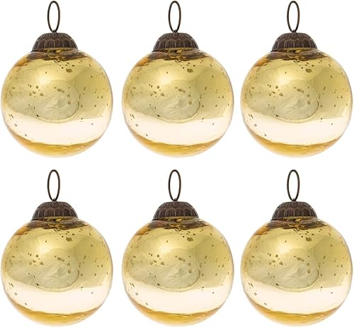 Luna Bazaar Adorno pequeño de bola de cristal de mercurio (2 a 2.25 pulgadas, dorado, Ava, juego de 6) Gran idea de regalo, decoraciones de estilo Luna Bazaar Adorno pequeño de bola de cristal de mercurio (2 a 2.25 pulgadas, dorado, Ava, juego de 6) Gran idea de regalo, decoraciones de estilo