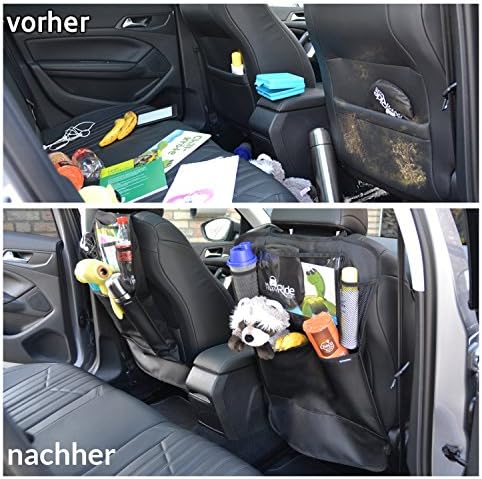 MyHappyRide Kick Mats (1-Pack)| Car Backseat Organiser| Back of Seat Protector with Clear 10" iPad Holder | 4 Large Storage Organizer | Back Seat Protectors for Kids | Car Seat Solid Waterproof Covers