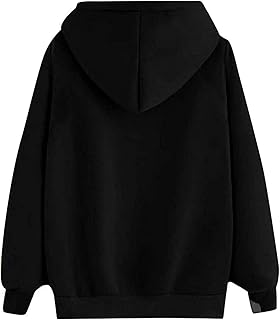 Splrit-MAN Women's Classic Comfortable Warm Basic Sweatshirt with Hood Womens Casual Pattern Print Jumper with Pockets Womens Cute Graphic Printed Thermal Pullover Stylish Long Sleeve Tops