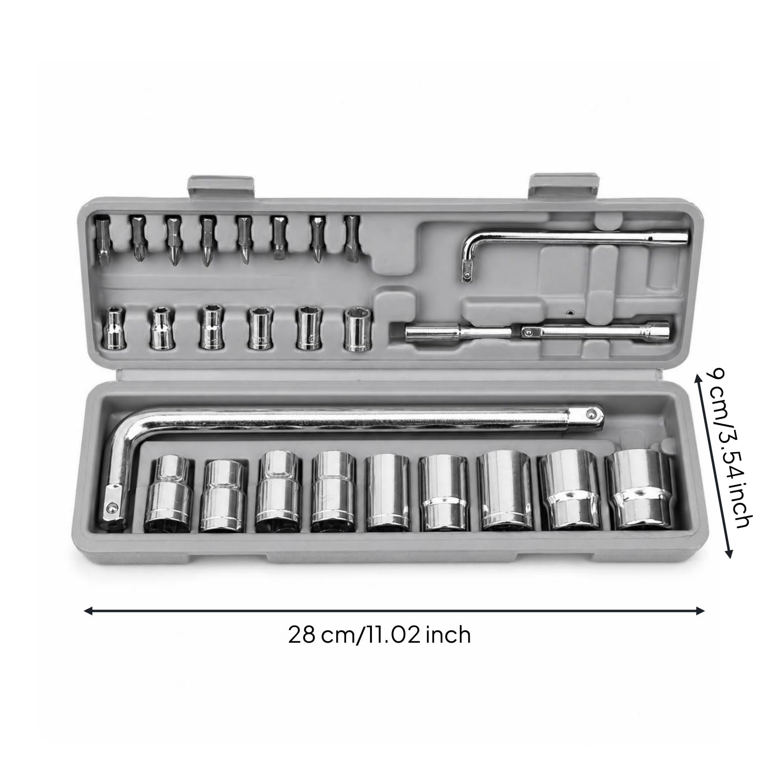 perfk Kit Clés à Douilles Embouts Tournevis pour Réparation Voiture en Acier Vanadium Rallonges Poignée en L pour Serrage sserrage Fixations Dans Espaces Restreints.