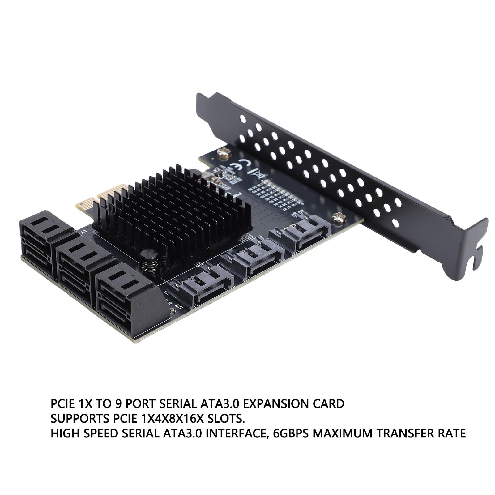 Sxhlseller Tarjeta de Expansión PCIE 1X de 9 Puertos, Adaptador PCIE a 9 SATA3.0 de 6 Gbps, Compatible con Hot Swap y Soft Raid, Controlador PCI Express 1X, 4X, 8X, 16X SATA para Sistemas