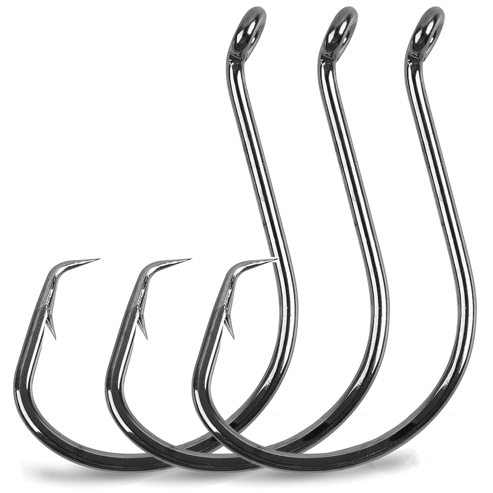 Circle Hooks Saltwater Fishing Hooks 50PCS Strong Octopus Hooks Offset Sport Circle Hook for Catfish Bass Fishing Tackle (6/0-50pcs)