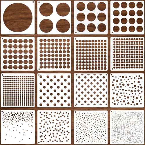 cobee 16 Stück Kreis Schablone Set, Schablonen zum Malen Wiederverwendbare Kreisschablonen in 16 Größen, Runde Schablone Kunststoff für Notizbuch Tagebuch Scrapbook Fotoalbum DIY-Projekte (15 x 15 cm)