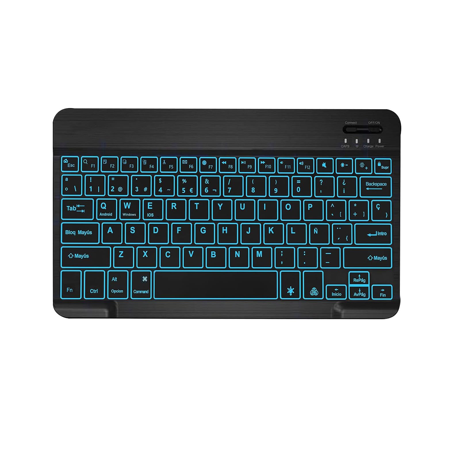 Spanish Bluetooth Wireless Backlit Keyboard, 10" Universal Rechargeable Keyboard for iPad/Samsung/Huawei/Honor/Xiaomi/Tablet/iOS/Android/Windows, Backlit