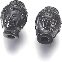 Vista 12 de Craftdady 50 cuentas espaciadoras tibetanas de metal antiguo de Buda de 0.433 x 0.413 in para hacer manualidades de joyería con agujero de 0.069