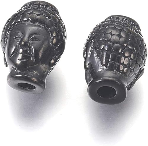 Miniatura 12 de Craftdady 50 cuentas espaciadoras tibetanas de metal antiguo de Buda de 0.433 x 0.413 in para hacer manualidades de joyería con agujero de 0.069