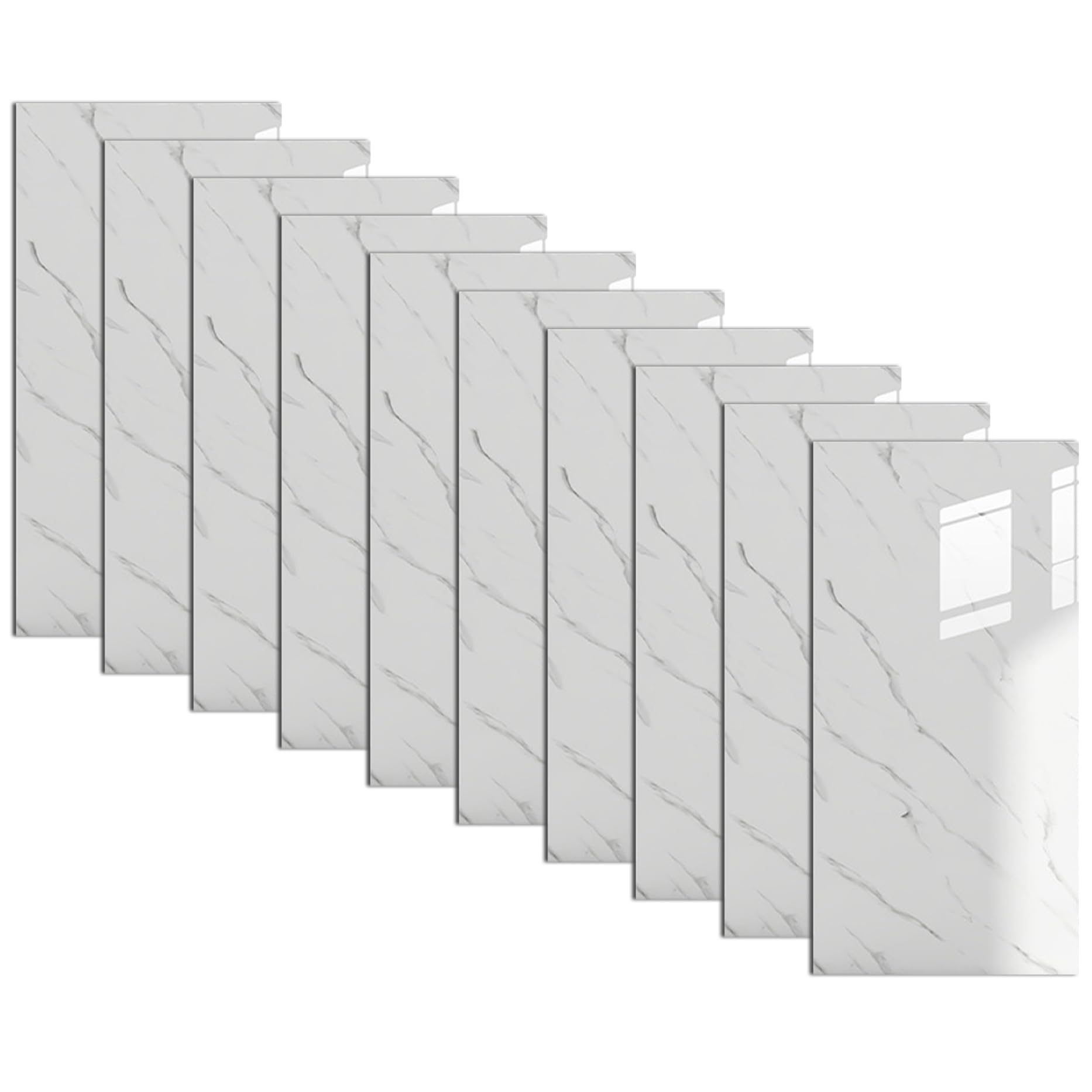 Azulejos de ducha impermeables autoadhesivos de PVC imitación mármol de 12 x 24 pulgadas 10 unidades