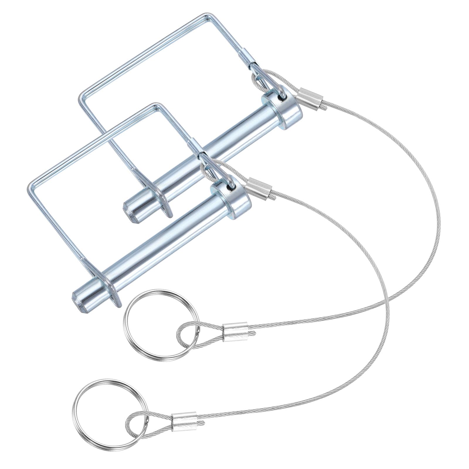 PATIKIL 2 Pcs Trailer Coupler Pins, (9.5mm x 65mm) Square Shaft Locking Pin with Ear Extended Cord Quick Release Ring Round Arch Wire Retainer for Farm Trailers Hitches