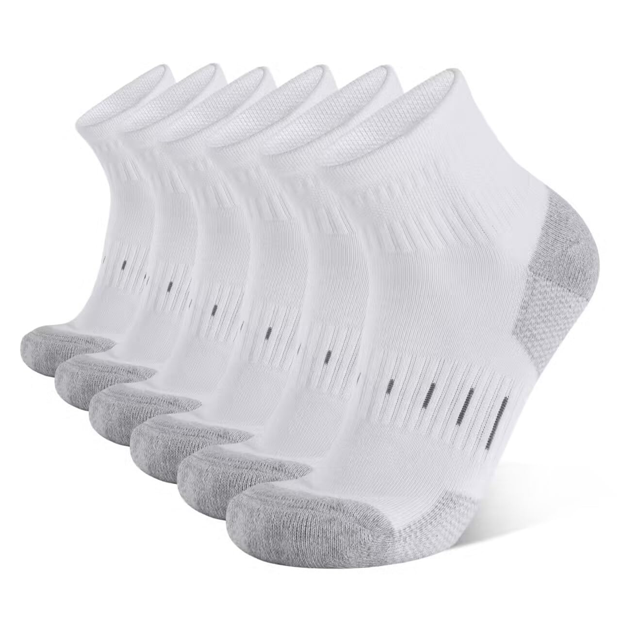 YOJOOM Socken Herren Quarter Sportsocken 43-46 39-42 Baumwolle Laufsocken mit Frotteesohle Halbhoch Socken Atmungsaktive Arbeitssocken (DE/NL/SE/PL, Numerisch, 43, 46, Regular, Regular, Weiß 6 Paar)
