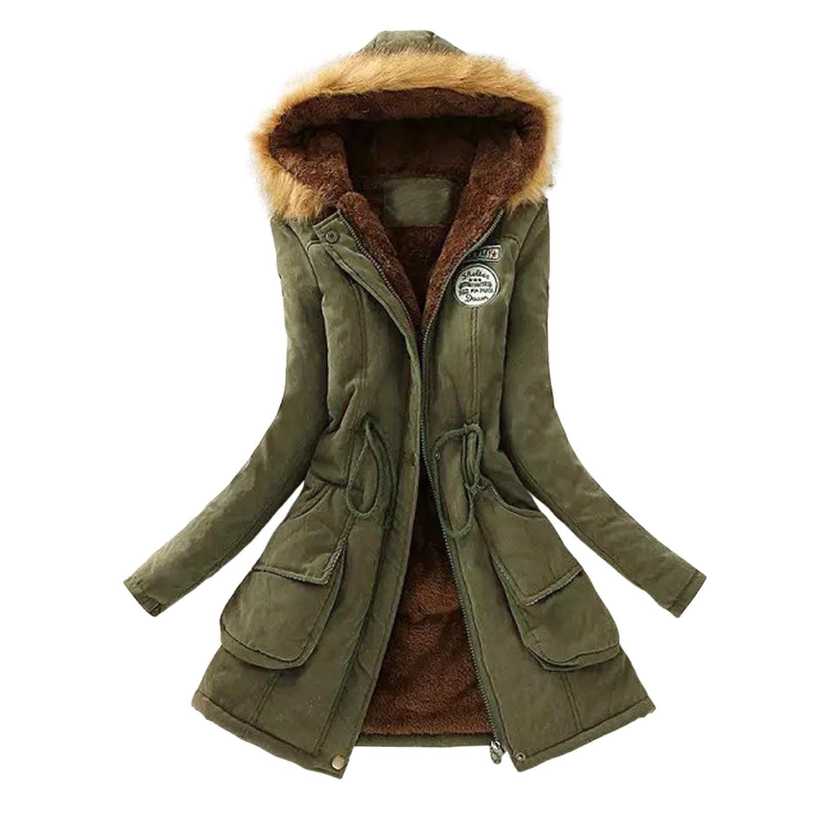 Generisch Abrigos de invierno para mujer, talla grande, forro polar acolchado, chaqueta con capucha gruesa con cremallera y ropa exterior acolchada